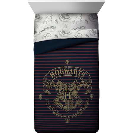 Harry Potter Spellbound Hogwarts Emblem Reversible Twin/Full Comforter with Gold Foil Design thumb