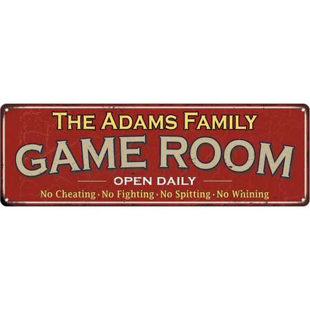 The Adams Family Personalized Red Game Room Metal 6x18 Sign 106180038166 thumb