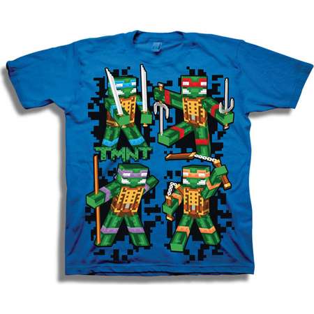 Teenage Mutant Ninja Turtles TMNT Retro 8-Bit 3D Group Shot Boys' Short Sleeve Graphic Tee T-Shirt thumb