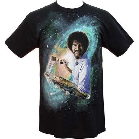 Bob Ross Mens Happy Greener Galaxy Signature T-Shirt thumb