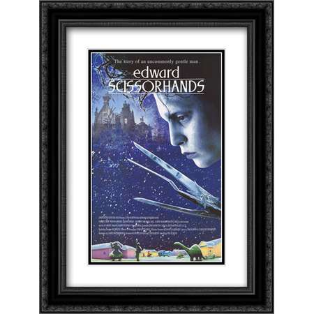 Edward Scissorhands (Movie Sheet) 20x24 Double Matted Black Ornate Framed Movie Poster Art Print thumb