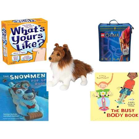 Children's Gift Bundle [5 Piece] -  What's Yours Like? - The  That Tells it Like it Is - Neat-Oh! LEGO Chima ZipBin Battle Case  - Whispy Sheltie 16" By Douglas - Snowmen Pop-Up Book  - The Busy Bod thumb