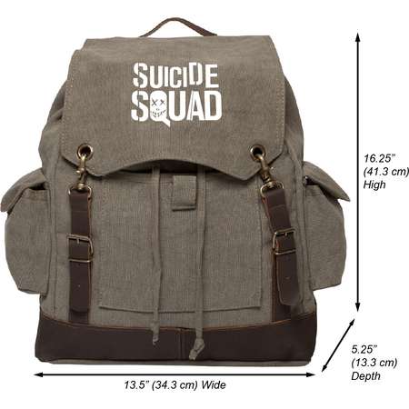 Suicide Squad Sign Vintage Canvas Rucksack Backpack with Leather Straps thumb