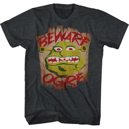 Shrek Movie Beware Black Heather Adult T-Shirt Tee thumb