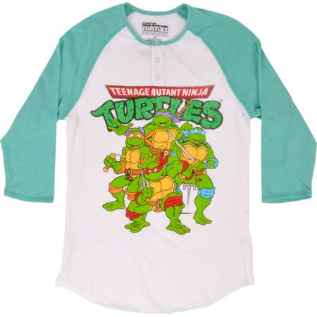 TEENAGE MUTANT NINJA TURTLES RAGLAN HENLEY SHIRT JUNIORS TMNT thumb