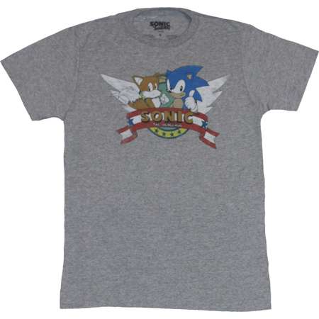 Sonic the Hedgehog (Sega) Mens T-Shirt - Classic Sonic Tails Logo Image thumb