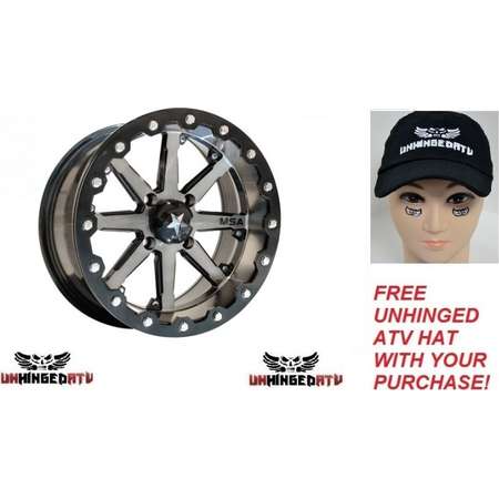 MSA M21 Lok Beadlock Wheel 14x7 3.5 + 3.5 Machined/Black and FREE Unhinged ATV Hat! – Fits: Can-Am Outlander 400 / 450 / 500 / 570 2007–2017 thumb