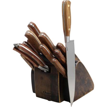 Oster Cuisine Riverdale 14 Piece Stainless Steel Cutlery Set with Rose Wood Handles thumb