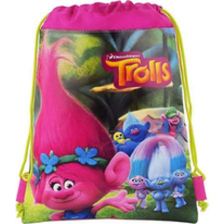 Trolls The Movie 10\" X 14\" Drawstring Backpack Heavy Duty Nylon Bag Color- All thumb