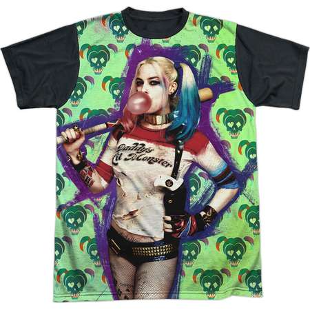 Suicide Squad Men's Harley Bubble Skull Sublimation T-shirt White thumb