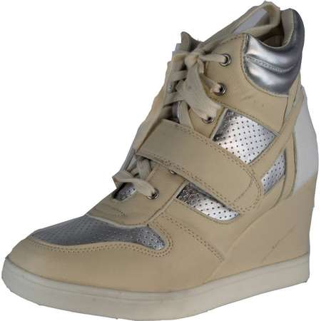 Qupid SELMA-01 Lace Up High Top Velcro Wedge Heel Sneaker thumb