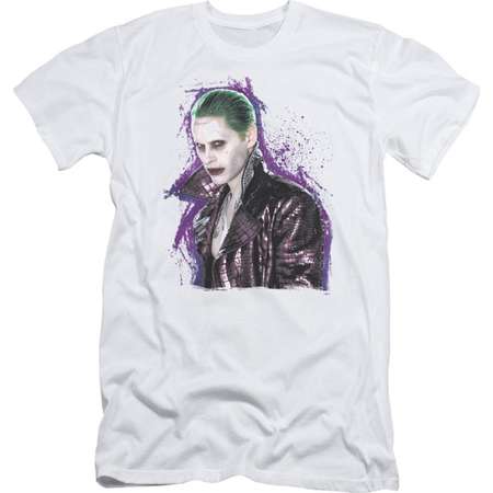 Suicide Squad Joker Damaged Side Profile Stare White Adult Slim Fit T-Shirt Tee thumb