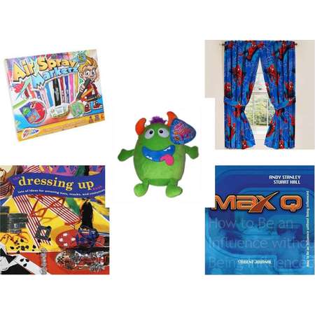 Children's Gift Bundle [5 Piece] -  Grafix Air Spray Markerz - Marvel Ultimate Spider-Man Panels 1 Pair 42" x 63" - Sugarloaf s Green Monster  8" - The Dressing-Up Book: Lots of Ideas for Amazing Ha thumb