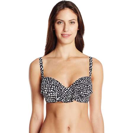 Coco Reef Women's ST. Lucia Aura Ruffle Bikini Top, Black/White, 32/34 C thumb
