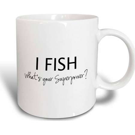 3dRose I Fish - Whats your Superpower - funny fishing love gift for fisherman, Ceramic Mug, 11-ounce thumb