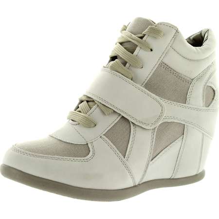 Top Moda Womens Sammy-40 High Top Strap Womens Hidden Wedge Sneaker Shoes thumb
