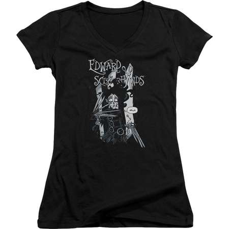 Edward Scissorhands - Hello Junior V-Neck T-Shirt - Junior V-Neck T-Shirt / XL / Black thumb