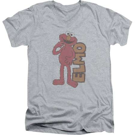 Sesame Street Classic TV Show Vintage Elmo Faded Adult V-Neck T-Shirt Tee thumb
