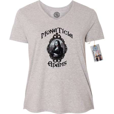 Monaticia Morticia Adams Family Plus Size Womens V Neck T-Shirt Top thumb