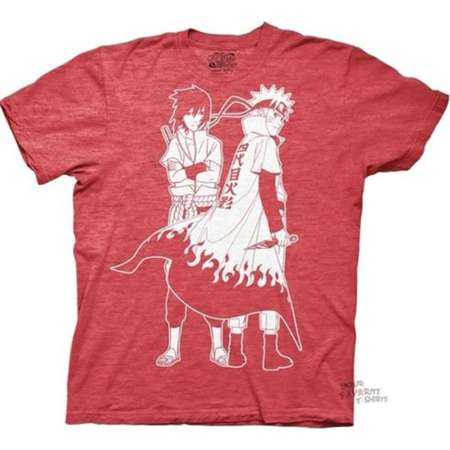 Naruto Shippuden Naruto And Sasuke Outline Adult T-Shirt thumb