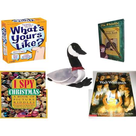 Children's Gift Bundle [5 Piece] -  What's Yours Like? - The  That Tells it Like it Is - International Tin Whistle Gift Pack Edition  - TY Beanie Buddy Loosy The Goose 13"  - I Spy Christmas: A Book thumb