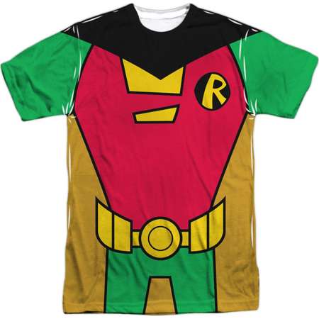 Teen Titans Go! Animated DC TV Show Robin Uniform Adult Front/Back Print T-Shirt thumb