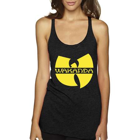 New Way 878 - Women's Tank-Top Wakanda Wu-Tang Parody Logo Black Panther Small Black thumb