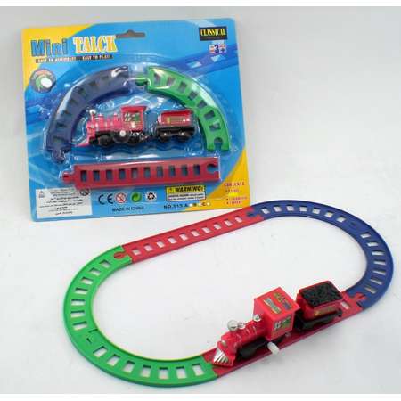 Wind Up Toy Train Set With Track And Cars thumb