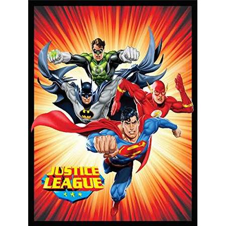 Crover Justice League (Superman, Batman, The Flash, and Green Lantern) Sunburst Luxury Plush Polyester Throw Blanket thumb