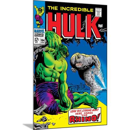 Marvel Comics Retro: The Incredible Hulk Comic Book Cover No.104, with the Rhino Wood Mounted Poster Wall Art thumb