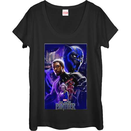 Marvel Women's Black Panther 2018 Character Collage Scoop Neck T-Shirt thumb