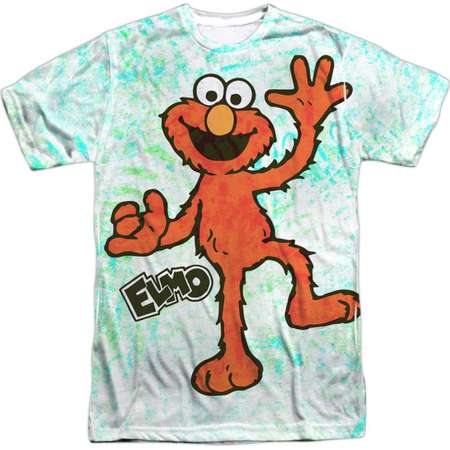 Sesame Street Classic TV Show Waving Elmo Adult Front/Back Print T-Shirt thumb