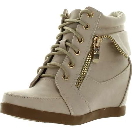 Lucky Top Girls Peter30 Kids Fashion Leatherette Lace-up High Top Wedge Sneaker Bootie thumb