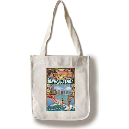 Ala Moana Beach - Honolulu, Hawai'i - Montage Scene - Lantern Press Poster (100% Cotton Tote Bag - Reusable) thumb