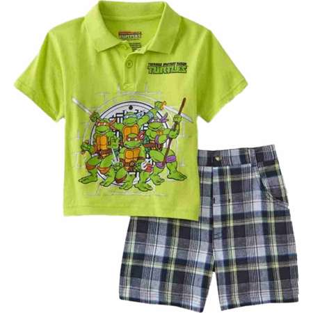 Teenage Mutant Ninja Turtles Infant Boys 2 Piece Polo T-Shirt & Plaid Shorts thumb