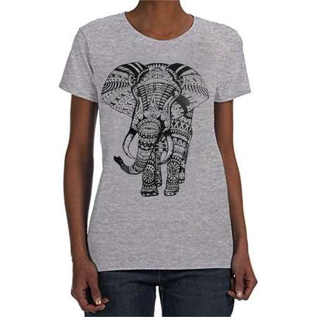 Women Elephant T-Shirt Short Sleeve Graphic Tee Mandala Casual Tank Top S M L XL thumb