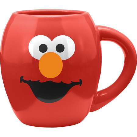 Elmo Sesame Street Face 18 oz. Oval Ceramic Coffee Mug Red Smile Laugh LOL thumb