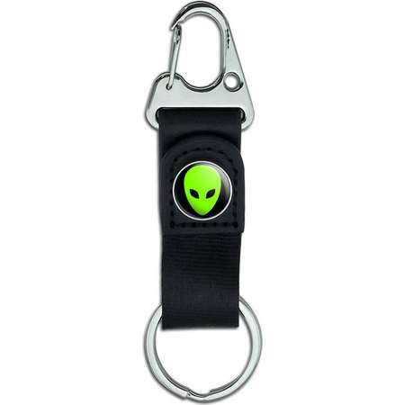 Alien Head Belt Clip On Carabiner Leather Keychain Fabric Key Ring thumb