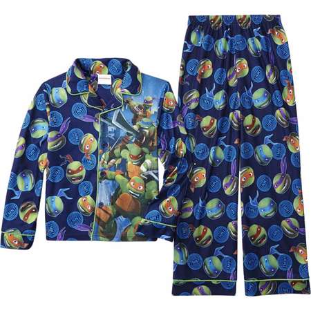 Teenage Mutant Ninja Turtles Boys Blue Flannel Pajamas TMNT Sleepwear Set 8 thumb