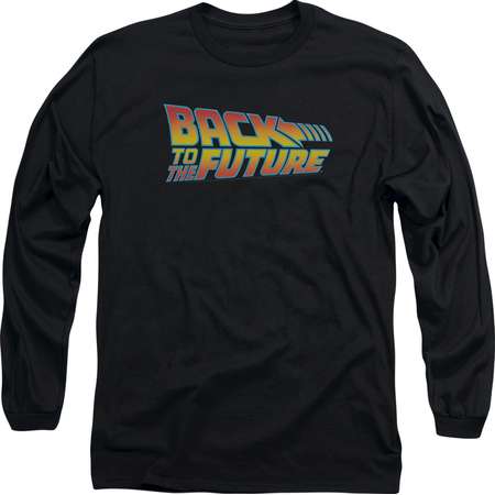 Back To The Future 80's Michael J Fox SciFi Movie Logo Adult Long Sleeve T-Shirt thumb