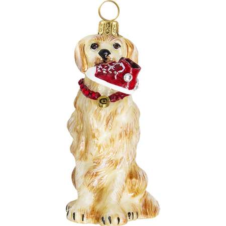 Golden Retriever with High Top Sneaker Polish Glass Christmas Ornament Pet Dog thumb