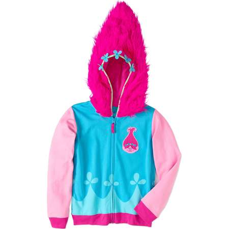 Trolls Girls' Poppy Graphic Costume Hoodie With Faux Fur and Patch thumb