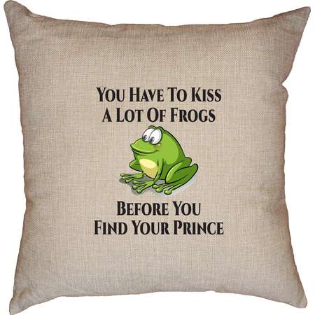You Have to Kiss a Lot of Frogs Before You Find Your Prince Decorative Linen Throw Cushion Pillow Case with Insert thumb