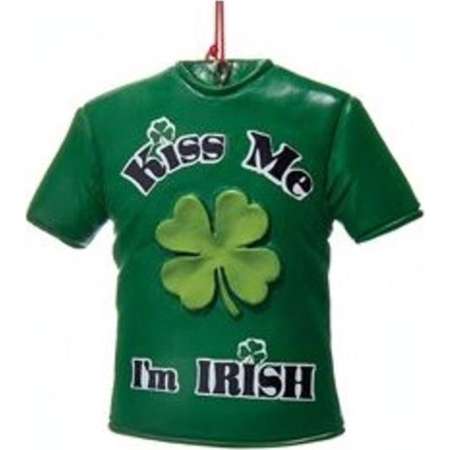 3.25 Luck of the Irish Kiss Me Im Irish Decorative T-Shirt Christmas Ornament thumb