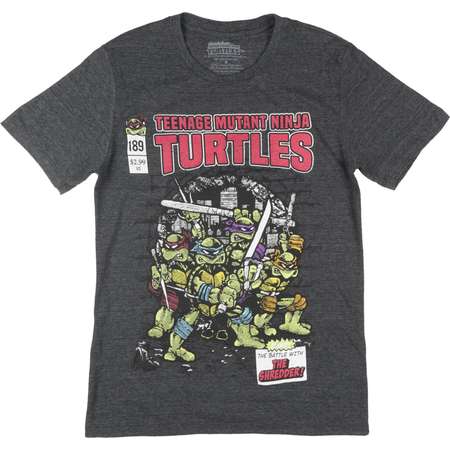 Teenage Mutant Ninja Turtles Short Sleeve Retro Comic T-Shirt TMNT Mens Charcoal thumb