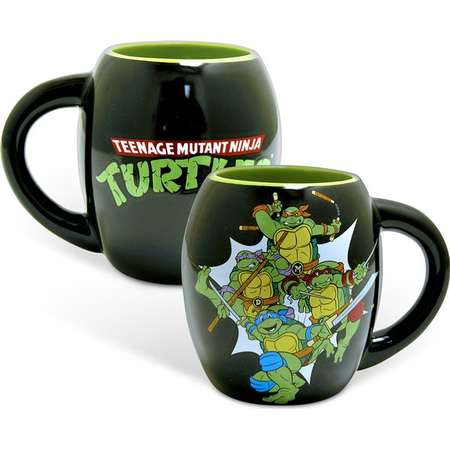 Teenage Mutant Ninja Turtles Group Oval Mug Black TMNT 18 oz Coffee Cup thumb