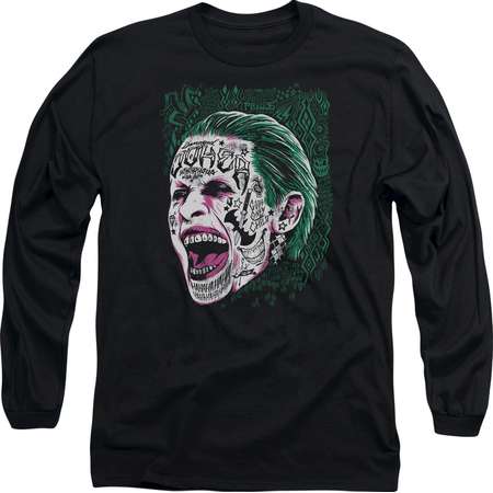 Suicide Squad Joker Side Profile Movie Film Adult Long Sleeve T-Shirt Tee thumb