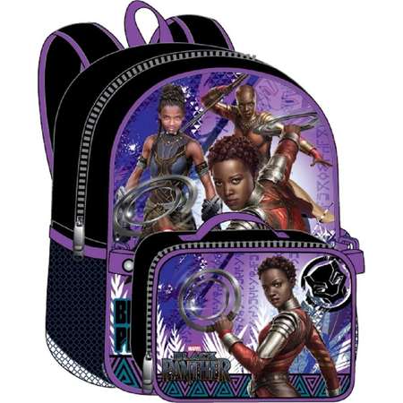 Black Panther Nakia Backpack Lunchkit - Queen 16" Backpack With Lunch Bag Girls thumb