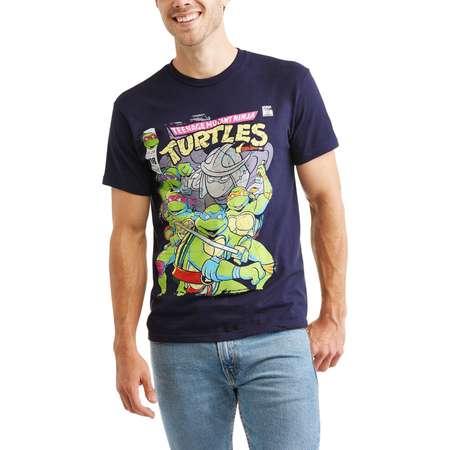 Teenage Mutant Ninja Turtles Men's TMNT Group With Shredder and Logo Graphic T-Shirt thumb