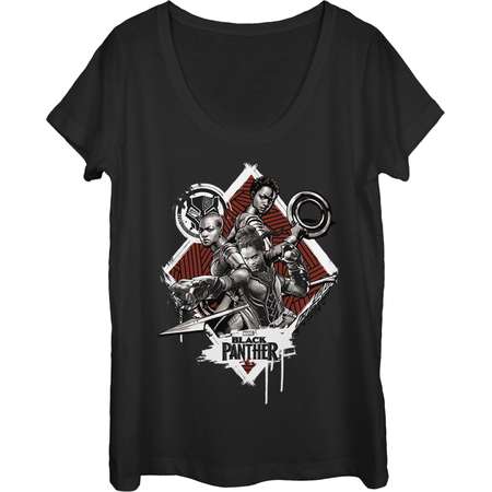 Marvel Women's Black Panther 2018 Warrior Trio Scoop Neck T-Shirt thumb